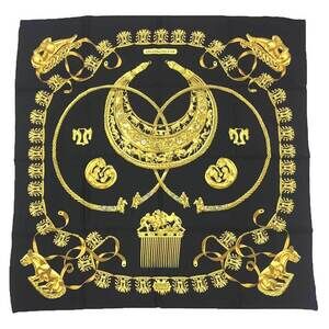 HERMES Black Silk Scarf
